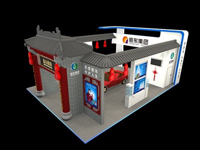 108平米展臺(tái)設(shè)計(jì)制作：四面開口/中式/木質(zhì)結(jié)構(gòu)/灰色，為醫(yī)藥展展商而作（免費(fèi)使用）