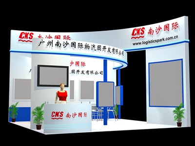 36平米展臺設計制作：三面開口/現代/木質結構/白色，為交通物流展展商而作（免費使用）