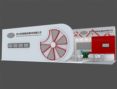 90平米展臺設(shè)計制作：三面開口/前衛(wèi)/木質(zhì)結(jié)構(gòu)/紅色，為光伏展展商而作（免費(fèi)使用）