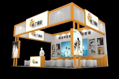48平米展臺(tái)設(shè)計(jì)制作：三面開口/現(xiàn)代/木質(zhì)結(jié)構(gòu)/白色，為婚博會(huì)展商而作（免費(fèi)使用）