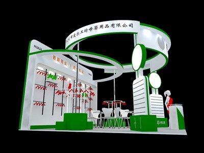 36平米展臺設(shè)計制作：三面開口/現(xiàn)代/木質(zhì)結(jié)構(gòu)/綠色，為嬰幼展展商而作（免費使用）
