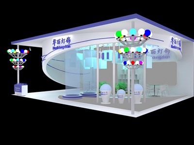 108平米展臺(tái)設(shè)計(jì)制作：三面開(kāi)口/現(xiàn)代/桁架結(jié)構(gòu)/白色，為照明展展商而作（免費(fèi)使用）