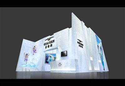 144平米展臺設計制作：一面開口/現代/木質結構/白色，為鐘表展展商而作（免費使用）