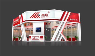 108平米展臺設計制作：二面開口/現代/木質結構/紅色，為釣具展展商而作（免費使用）