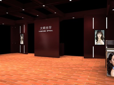 120平米展臺設(shè)計制作：二面開口/現(xiàn)代/木質(zhì)結(jié)構(gòu)/咖啡色，為眼鏡展展商而作（免費使用）