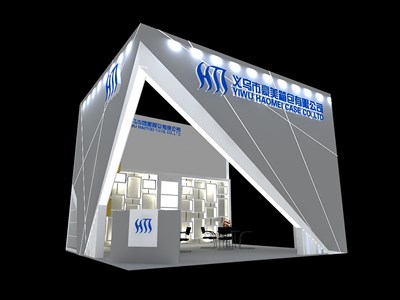30平米展臺(tái)設(shè)計(jì)制作：二面開(kāi)口/前衛(wèi)/木質(zhì)結(jié)構(gòu)/灰色，為鞋箱包展展商而作（免費(fèi)使用）