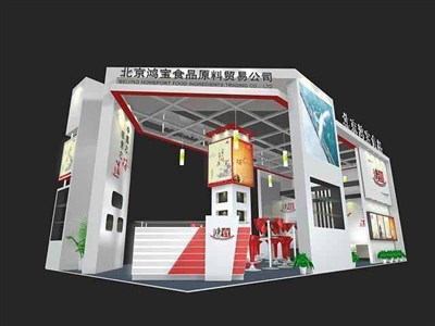 72平米展臺(tái)設(shè)計(jì)制作：三面開口/現(xiàn)代/木質(zhì)結(jié)構(gòu)/白色，為食品展展商而作（免費(fèi)使用）