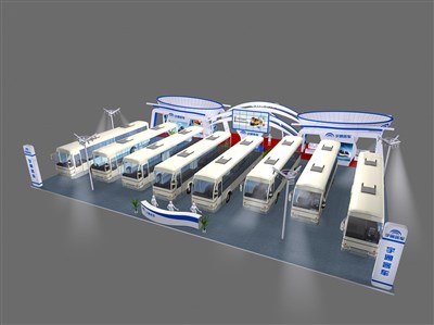 720平米展臺設計制作：三面開口/現(xiàn)代/木質結構/白色，為汽車展展商而作（免費使用）