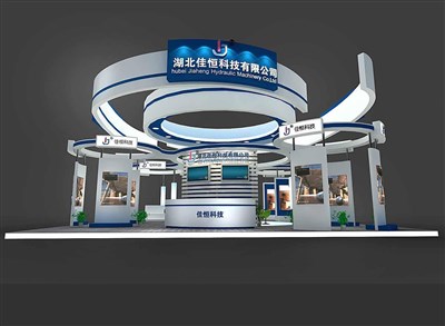 144平米展臺設(shè)計制作：四面開口/現(xiàn)代/木質(zhì)結(jié)構(gòu)/藍(lán)色，為汽配展展商而作（免費使用）