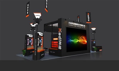 90平米展臺設(shè)計制作：四面開口/前衛(wèi)/木質(zhì)結(jié)構(gòu)/黑色，為安防展展商而作（免費使用）