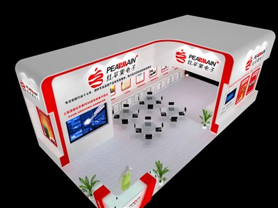 72平米展臺(tái)設(shè)計(jì)制作：三面開口/現(xiàn)代/木質(zhì)結(jié)構(gòu)/白色，為安防展展商而作（免費(fèi)使用）