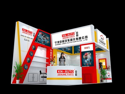 36平米展臺設(shè)計制作：二面開口/現(xiàn)代/木質(zhì)結(jié)構(gòu)/白色，為汽配展展商而作（免費使用）