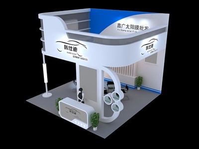 36平米展臺(tái)設(shè)計(jì)制作：三面開口/現(xiàn)代/木質(zhì)結(jié)構(gòu)/白色，為汽配展展商而作（免費(fèi)使用）