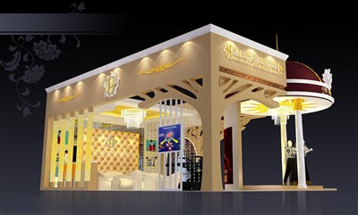 54平米展臺設(shè)計制作：三面開口/現(xiàn)代/木質(zhì)結(jié)構(gòu)/彩色，為美博會展商而作（免費使用）