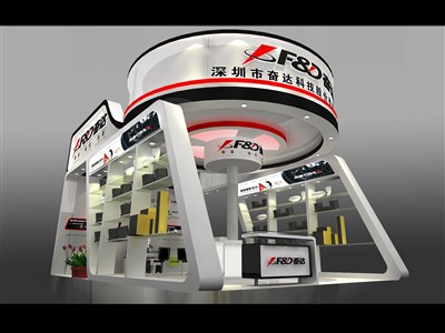 54平米展臺(tái)設(shè)計(jì)制作：二面開口/現(xiàn)代/木質(zhì)結(jié)構(gòu)/白色，為安防展展商而作（免費(fèi)使用）