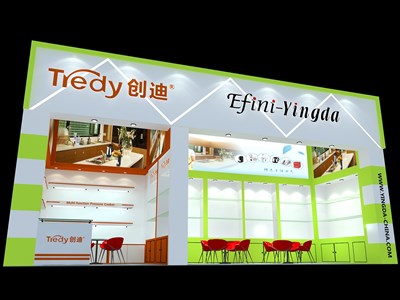 27平米展臺(tái)設(shè)計(jì)制作：一面開口/現(xiàn)代/木質(zhì)結(jié)構(gòu)/彩色，為家電展展商而作（免費(fèi)使用）