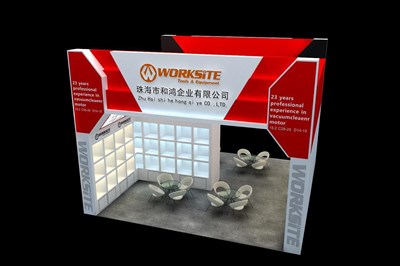 36平米展臺設計制作：二面開口/現(xiàn)代/木質(zhì)結(jié)構/彩色，為家電展展商而作（免費使用）