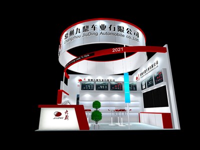 36平米展臺設(shè)計(jì)制作：二面開口/現(xiàn)代/木質(zhì)結(jié)構(gòu)/紅色，為汽配展展商而作（免費(fèi)使用）