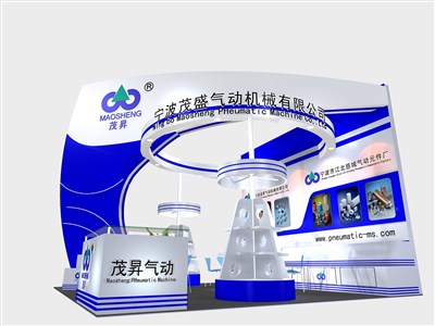 36平米展臺設計制作：三面開口/前衛(wèi)/木質結構/藍色，為汽配展展商而作（免費使用）