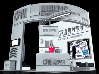 36平米展臺(tái)設(shè)計(jì)制作：三面開口/現(xiàn)代/木質(zhì)結(jié)構(gòu)/白色，為汽配展展商而作（免費(fèi)使用）