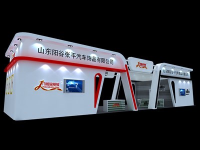 126平米展臺設計制作：二面開口/現(xiàn)代/木質結構/白色，為汽配展展商而作（免費使用）