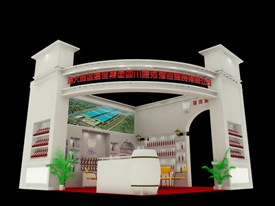 36平米展臺設(shè)計制作：二面開口/現(xiàn)代/型材結(jié)構(gòu)/白色，為糖酒展展商而作（免費使用）