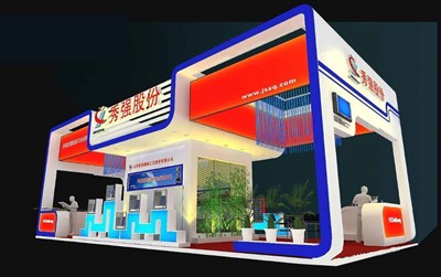 84平米展臺設計制作：四面開口/現(xiàn)代/木質結構/彩色，為綜合展展商而作（免費使用）