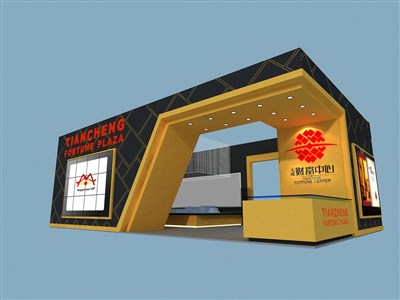 80平米展臺設計制作：一面開口/前衛(wèi)/木質(zhì)結(jié)構(gòu)/黑色，為房產(chǎn)展展商而作（免費使用）