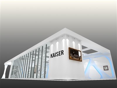 105平米展臺設(shè)計制作：三面開口/現(xiàn)代/型材結(jié)構(gòu)/白色，為家具展展商而作（免費使用）