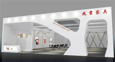 214.5平米展臺(tái)設(shè)計(jì)制作：一面開(kāi)口/前衛(wèi)/型材結(jié)構(gòu)/灰色，為家具展展商而作（免費(fèi)使用）