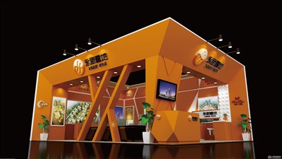 72平米展臺(tái)設(shè)計(jì)制作：二面開口/現(xiàn)代/木質(zhì)結(jié)構(gòu)/咖啡色，為房產(chǎn)展展商而作（免費(fèi)使用）