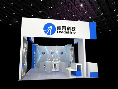 54平米展臺(tái)設(shè)計(jì)制作：三面開口/現(xiàn)代/型材結(jié)構(gòu)/白色，為電子展展商而作（免費(fèi)使用）