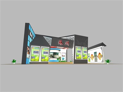 512平米展臺(tái)設(shè)計(jì)制作：三面開口/現(xiàn)代/木質(zhì)結(jié)構(gòu)/灰色，為旅游展展商而作（免費(fèi)使用）