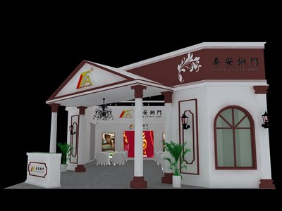 120平米展臺設(shè)計制作：二面開口/現(xiàn)代/木質(zhì)結(jié)構(gòu)/咖啡色，為建材展展商而作（免費使用）
