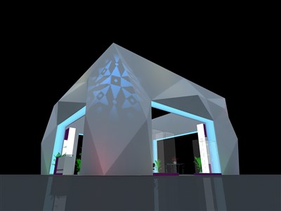 81平米展臺設(shè)計(jì)制作：四面開口/前衛(wèi)/型材結(jié)構(gòu)/灰色，為建材展展商而作（免費(fèi)使用）