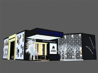 270平米展臺設(shè)計制作：二面開口/現(xiàn)代/木質(zhì)結(jié)構(gòu)/黑色，為建材展展商而作（免費使用）