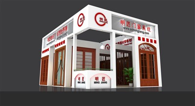 54平米展臺設計制作：二面開口/現(xiàn)代/木質(zhì)結(jié)構(gòu)/白色，為建材展展商而作（免費使用）