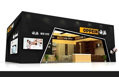 88平米展臺設計制作：一面開口/現(xiàn)代/木質(zhì)結(jié)構(gòu)/黑色，為建材展展商而作（免費使用）