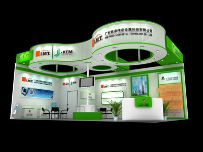 54平米展臺設(shè)計制作：二面開口/現(xiàn)代/木質(zhì)結(jié)構(gòu)/綠色，為綜合展展商而作（免費使用）