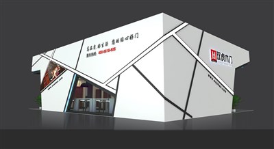 192平米展臺(tái)設(shè)計(jì)制作：三面開口/現(xiàn)代/木質(zhì)結(jié)構(gòu)/白色，為建材展展商而作（免費(fèi)使用）