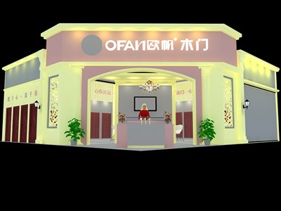 144平米展臺設(shè)計制作：一面開口/歐式/木質(zhì)結(jié)構(gòu)/黃色，為建材展展商而作（免費使用）