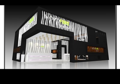 108平米展臺設(shè)計(jì)制作：二面開口/現(xiàn)代/木質(zhì)結(jié)構(gòu)/黑色，為建材展展商而作（免費(fèi)使用）