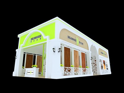 160平米展臺設(shè)計制作：三面開口/現(xiàn)代/木質(zhì)結(jié)構(gòu)/白色，為建材展展商而作（免費使用）