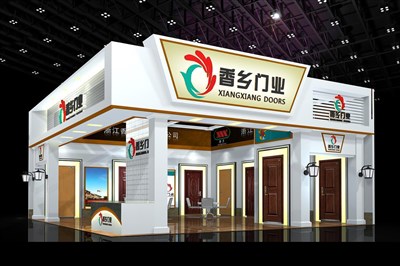 90平米展臺設(shè)計制作：二面開口/現(xiàn)代/木質(zhì)結(jié)構(gòu)/白色，為建材展展商而作（免費使用）