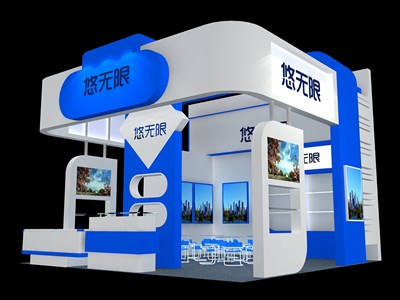 36平米展臺(tái)設(shè)計(jì)制作：三面開口/現(xiàn)代/木質(zhì)結(jié)構(gòu)/白色，為食品展展商而作（免費(fèi)使用）