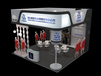 36平米展臺設(shè)計制作：三面開口/現(xiàn)代/木質(zhì)結(jié)構(gòu)/白色，為服裝展展商而作（免費(fèi)使用）