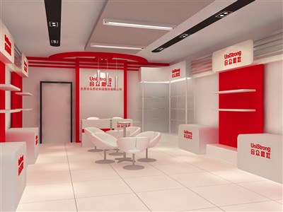 43.2平米展廳設計制作：現(xiàn)代/紅色，產(chǎn)品類展廳-合眾思壯（免費使用）