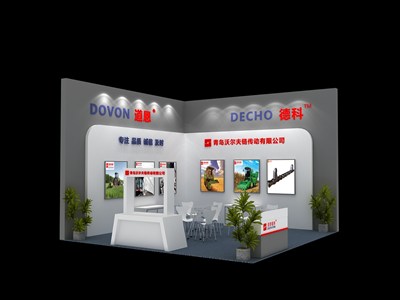 36平米展臺設(shè)計制作：二面開口/現(xiàn)代/木質(zhì)結(jié)構(gòu)/灰色，為機械展展商而作（免費使用）