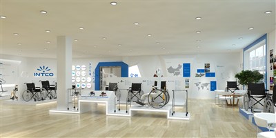 200平米展廳設(shè)計(jì)制作：現(xiàn)代/藍(lán)色，產(chǎn)品類展廳-英科展廳（免費(fèi)使用）